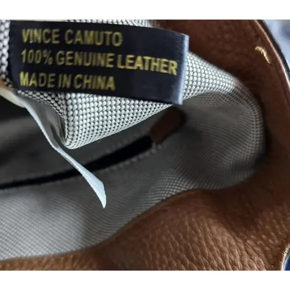 Vince Camuto Hobo Shoulder Bag Pebbled Leather Purse Tassels in Cognac Brown Lg - Picture 13 of 13